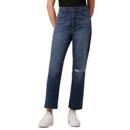 Kass Straight Fit High Rise Distressed Jeans