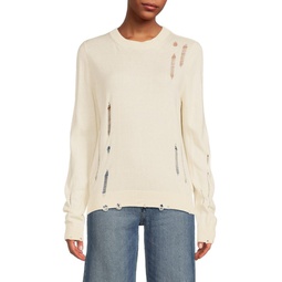 Distressed Cashmere Blend Sweater