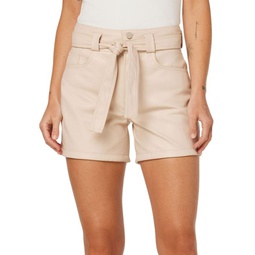 Vegan Leather Belted Utility Shorts