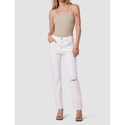 thalia 90s loose fit ankle with rolled hem jean in white