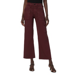 Rosie High Rise Ankle Wide Leg Cargo Jeans in Coated Bordeaux