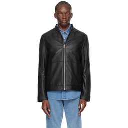 Black Paneled Leather Jacket 241084M181000