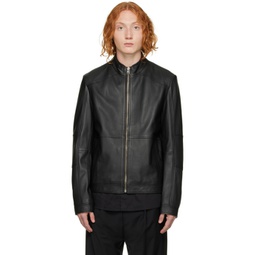 Black Lokis Leather Jacket 222084M181009