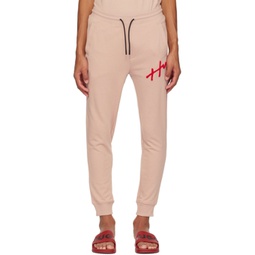 Pink Embroidered Lounge Pants 231084M190010