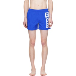Blue Printed Swim Shorts 241084M208010