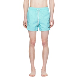 Blue Printed Swim Shorts 241084M208023
