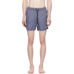 Blue Printed Swim Shorts 241084M208024