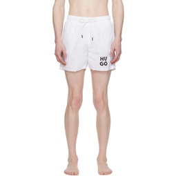 White Printed Swim Shorts 241084M208016