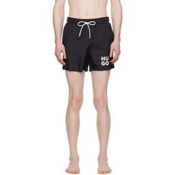 Black Printed Swim Shorts 241084M208017