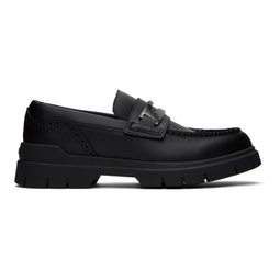 Black Leather Loafers 241084M231002