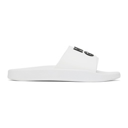 White Logo-Branded Strap Slides 241084M234004