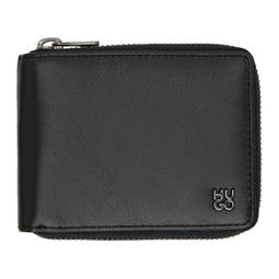 Black Matte Leather Ziparound Wallet 241084M164003