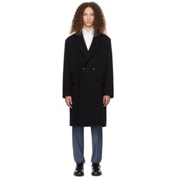 Black Double-Breasted Coat 241084M176003
