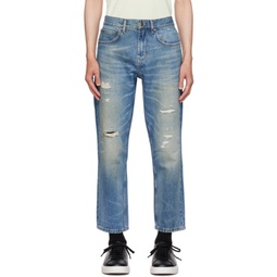 Blue Distressed Jeans 232084M186005