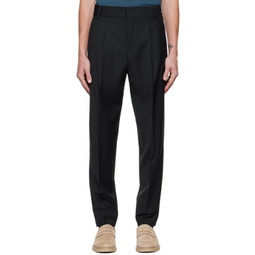 Black Pleated Trousers 222084M191006