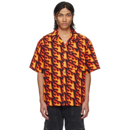 Black & Orange Oversized Shirt 241141M192011