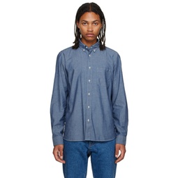 Blue Pocket Long Sleeve Shirt 232141M192000