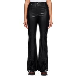 Black Slit Faux-Leather Pants 231084F084001