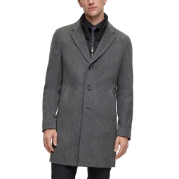 Mens Wool-Blend Zip-Up Coat