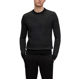 Mens Two-Tone Monogram Jacquard Sweater
