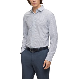 Mens Striped Material Regular-Fit Shirt
