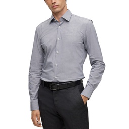 Mens Easy-Iron Structured Stretch Cotton Slim-Fit Dress Shirt