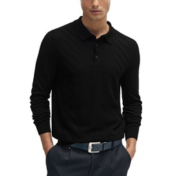 Mens Graphic Jacquard Structure Polo Shirt