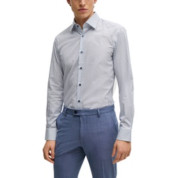 Mens Geometric-Printed Stretch-Cotton Slim-Fit Dress Shirt