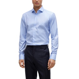 Mens Stretch-Cotton Twill Regular-Fit Dress Shirt