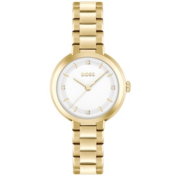 Womens Sena Quartz Ionic Plated Thin Gold-Tone Steel Watch 34mm