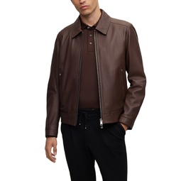 Mens Two-Way Zip Leather Jacket