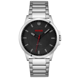 Mens First Silver-Tone Stainless Steel Bracelet Watch 43mm