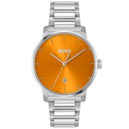 BOSS Mens Dean Quartz Basic Calendar Silver-Tone Stainless Steel Watch 41mm