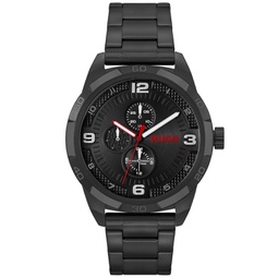 HUGO Mens Grip Black Ionic Plated Steel Bracelet Watch 46mm