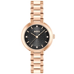 Womens Sena Quartz Ionic Plated Carnation Gold-Tone Steel Watch 34mm