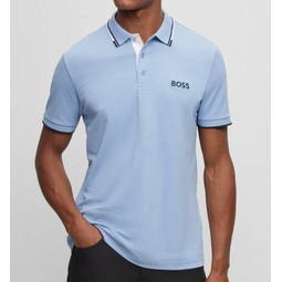 mens light blue stretch cotton paddy pro short sleeve polo t-shirt