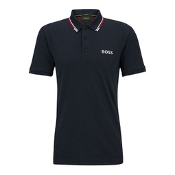 mens paddy pro navy blue stretch cotton short sleeve polo t-shirt