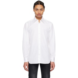White Wide Collar Shirt 241525M192005