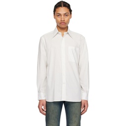 White & Gray Wide Collar Shirt 241525M192001