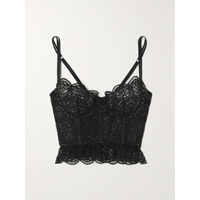 I.D. SARRIERI + NET SUSTAIN Kaleidoscope scalloped stretch-lace underwired bustier top