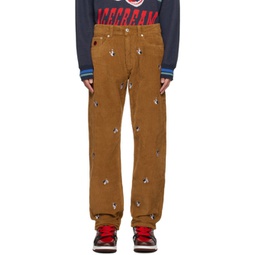 Brown Embroidered Trousers 231108M191011