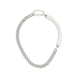 Silver   White Curb Chain Link Necklace 241490M145007