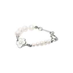 Silver Flower   Pearl Bracelet 241490M142018