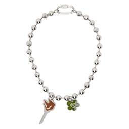 Silver Flower   Key Necklace 241490M145042