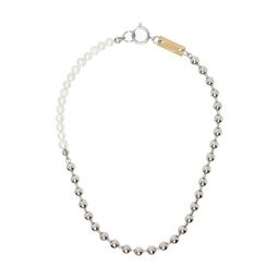 Silver Ball Chain   Pearl Necklace 241490M145037