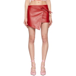 Red Leather Mini Skirt 221451F090003