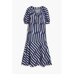 Esme striped organic cotton-poplin midi dress
