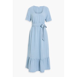 Dylan belted woven midi dress