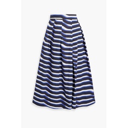 Moriam striped cotton-poplin midi skirt