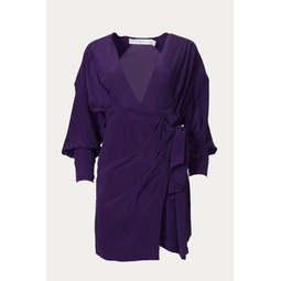inima draped silk wrap dress in purple